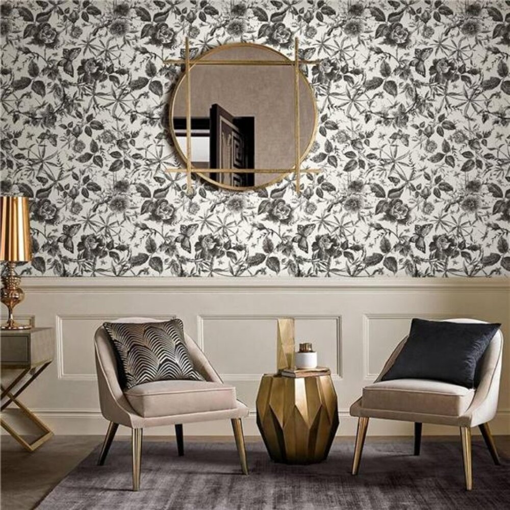 Floral Vintage Wallpaper Peel and Stick Wall Stick Black Rose